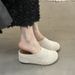 Women's Casual Woven Slippers Hidden Height Increase 7cm Thick Soled Birken Sandals Hollow out Closed Toe Spring Summer_vogvips.com