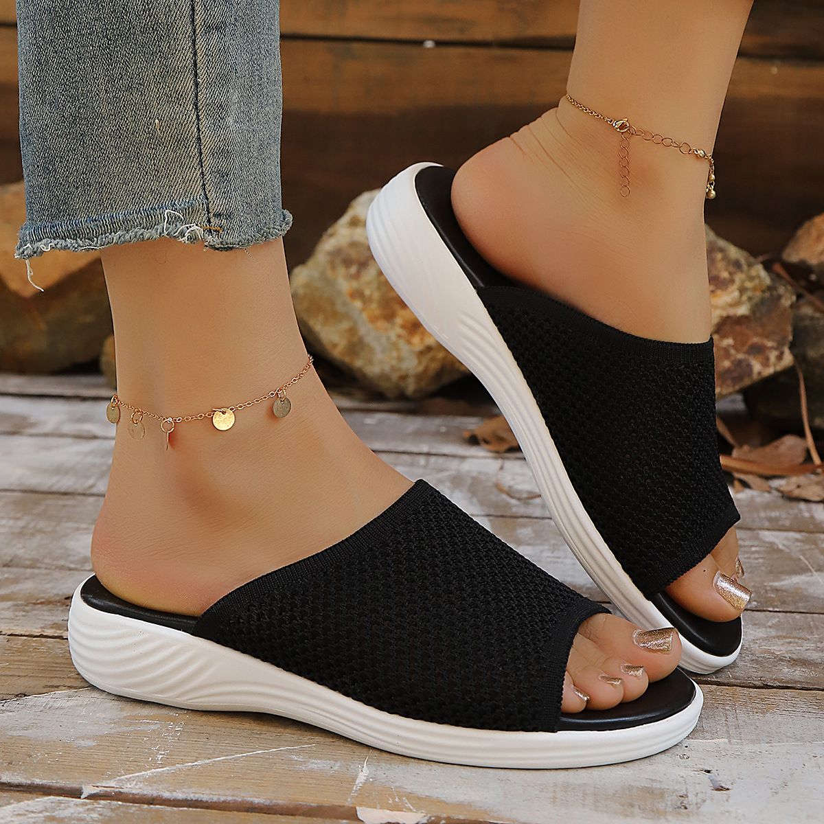Women's Plus Size Wedge Sandals Breathable Mesh Thick Soled Casual Beach Sandals Suitable_vogvips.com