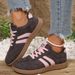 Lightweight Comfortable For Women Fashion Striped Lace Up Sports Shoes Woman Casual Breathable Green Sneakers Plus Size_vogvips.com
