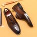 Men’s Shoes British brogue carved leather shoes business formal genuine leather pointed toe three joint Oxford shoes_vogvips.com
