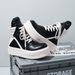 2025 Autumn Winter New Genuine Leather Trendy Short Boots High Top Inverted Triangle Black White Personality Thick Sole_vogvips.com