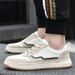 Round Head Casual Board Shoes Men's Four Breathable Splicing White Shoes_vogvips.com