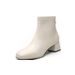 Women's Genuine Leather 2022 New Three Colors Black French Style Short Thick High Heel Spring Autumn Single Boots Fleece_vogvips.com