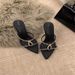 2025 Summer New French Niche Design Rhinestone Strap Sandals For Women Outdoor Pointed Toe High Heel Slippers_vogvips.com