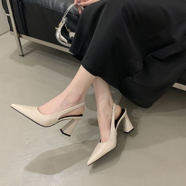 Elegant Pointed-Toe High Heel Sandals For Women - Chic Open-Back Summer Shoes With Arch Support, Comfortable & Stylish (Black, Beige, Green)_vogvips.com