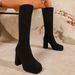Winter High Heeled Fashion Boots For Women Plus Size Slimming High Top Chunky Heel New Style European And American_vogvips.com