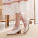 High Women' Quare Heel, Hallow Mouth, Round Toe Embroidered, Exy And Limming, Nightclub Ingle Hoe, Wedding_vogvips.com