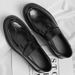 Korean-style Leather Business Casual Slip-on British-style Shoes, Round-toe, Textured, Trendy Men's Loafers SJ8758_vogvips.com