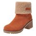 Women's Winter Boots Mid Calf Faux Fur Lined Slip Resistant Chunky Heel Snow Boots For Women Fashion Round Toe Side Zipper_vogvips.com