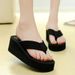 Women's Summer New Style Slippers High Heel Thick Sole Flip-Flops Simple Non-Slip Fashionable Outdoor Beach Vacation_vogvips.com