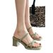 Non Tiring Sandals For Women's Summer 2025 New Line With Back Hollow Square Open Toe Thick High Heel Slippers_vogvips.com