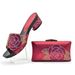 Rose-row diamond pattern all-in-one round head casual high-heeled fashion sandals with handbag set_vogvips.com