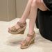 Women's Shoes Flat Sandals Wedge Fish Mouth Sandals Casual Muffin Platform High Heel Velcro Shoes Round Head Shoes_vogvips.com