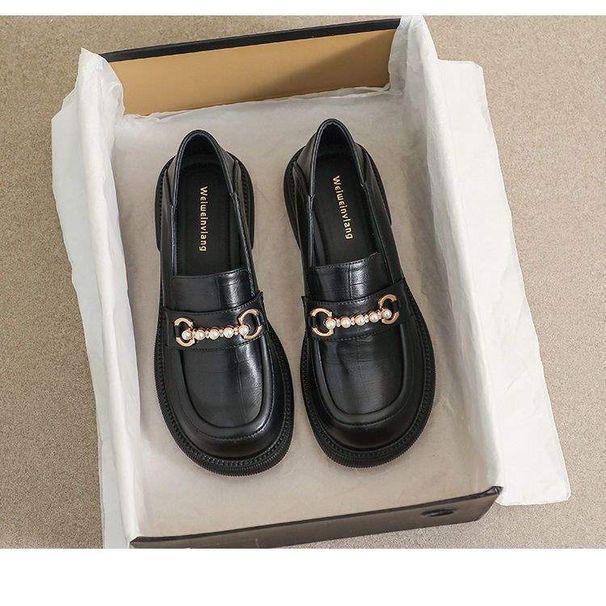 Loafers Women's Flat Bottom With Skirt One Pedal Lazy Small Leather Shoes Women_vogvips.com