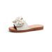Soft-soled Large-size Summer Outdoor Wear 2026 New Style Bow Flat One-strap Women's Fashion Beach Top-layer Cowhide_vogvips.com