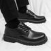 TerraStride Black Leather For Men Waterproof New Business Formal Men's Casual British Style Groomsmen Korean Trendy Groom Wedding_vogvips.com
