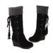 Women's Shoes Large Size Back Lace Up Tassel High Boots Sleeve Wedge Heel Snow Boots_vogvips.com