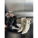 Fashionable Street Style Sexy White High Heel Ankle Boots Women Belt Buckle Rivet Hot Girl Pointed Toe Booties_vogvips.com
