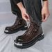 boots Fashion New Punk Style Niche Big Head Black Men's Boots Thick Sole Lace-up Casual Business Top Motorcycle Boots Commuting Work Boots_vogvips.com