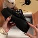 Internet Celebrity Instagram Black High Rise Thick Sole Wrapped Toe Half For Women's Summer Wear, 2024 New One Foot_vogvips.com