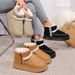 Cozy Ethnic Style Slip-On Snow Boots - Soft Suede Upper With Plush Fleece Lining - Warm Winter Indoor Outdoor House Shoes With Flat Sole_vogvips.com