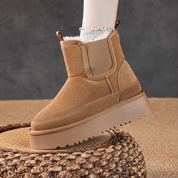 Petite Wool Boots For Women With 9cm Hidden Heel, Thick Sole Platform, Small Size Women's 31 32 33 Snow Cotton Shoes_vogvips.com