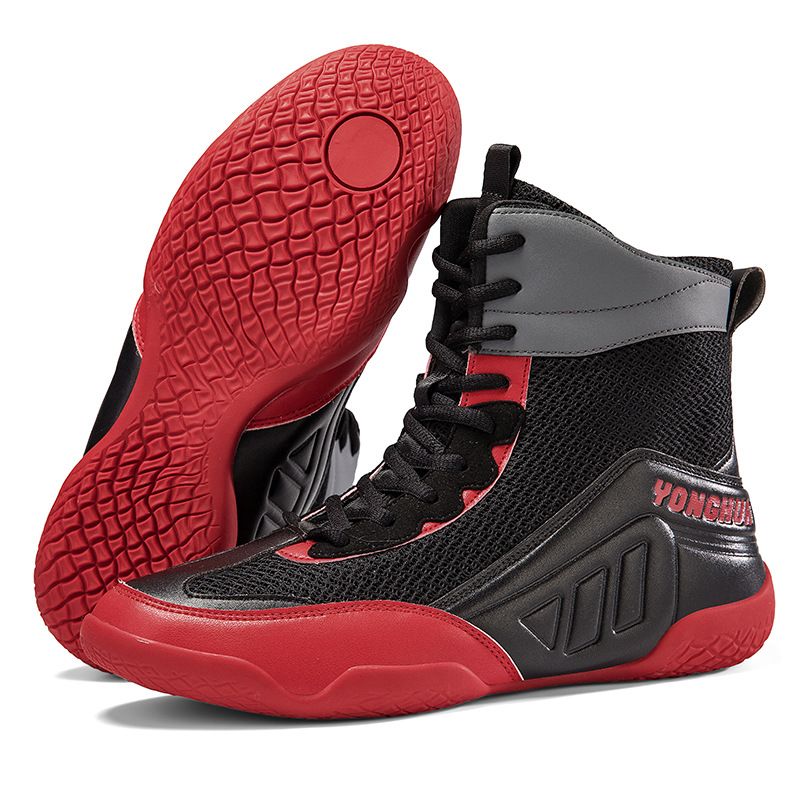 Wrestling Shoes Men's Mid Cut Professional Boxing Shoes Non Slip Wear Resistant Fighting Shoes Fighting Special Training Shoes Muay Thai Sanda Shoes_vogvips.com