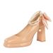 9981-H78TP Korean Version Square Toe Thick Super High Heel Waterproof Table Pearl Chain Straight Ribbon Butterfly_vogvips.com