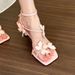 MTX French Stunning Butterfly Square Toe Sanda For Women 2025 New Summer Fashion Fairy Style With Dress Thin Heel High_vogvips.com