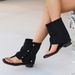 Black Flip-flop Sandals, Flat-soled Square-toed, Trendy European And American Bohemian Style, Spring-summer Fashion_vogvips.com