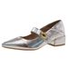 French Silver Evening Wind Pointed High Heels Women's Autumn With Skirt Thick Heel Mary Jane Single Shoes_vogvips.com