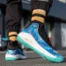 Men's High Top Basketball Shoes Breathable Wavy Print Sneakers Non Slip Cushioned Sports Trainers_vogvips.com