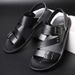 Men's Leather Sandals Casual Trend Beach Shoes Flip-Flops A Pair Of Men's Slippers_vogvips.com