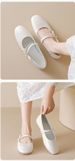French Bow Mary Jane Shoes Women's Flat Bottom One Word With Light Mouth Single Shoes With Skirt_vogvips.com