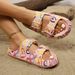 Thick Sole Women's Pink Slippers Irregular Heart Doodle Print Buckle Slipper Beach Walk Outdoor Home Shower Sweet Cute Slippers_vogvips.com