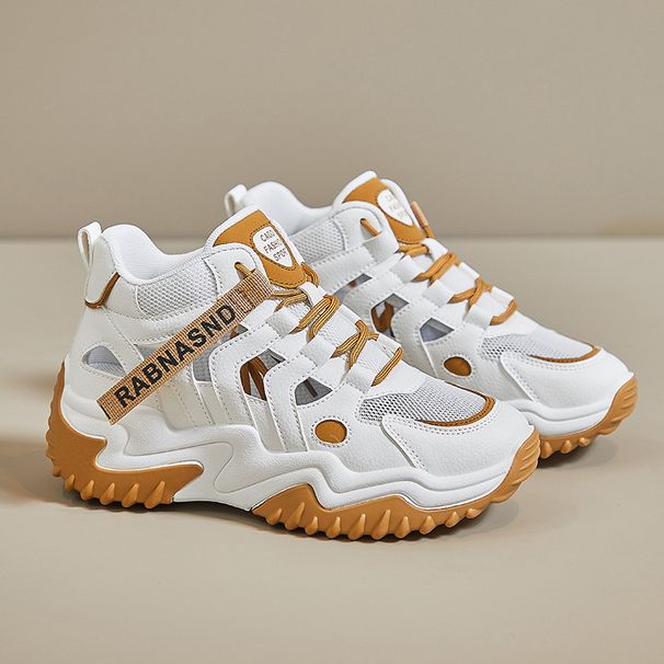 Dad Shoes Women Hollow Breathable Student Sports Shoes Casual Shoes Platform Heightening Shoes_vogvips.com