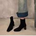 ShoeVault High Heel Korean Style Ankle Suede Martin Women's Shoes 2025 New Autumn Winter Fleece Lined Square Toe Slim Short Boots_vogvips.com