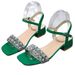 Large Size Thick Heel Fish Mouth For Women In The Summer Of 2025, New High-heeled Fashionable Rhinestone Straight Strap_vogvips.com