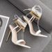 Shoes Pointed Toe Open Heel Sexy Chain Strap Roman Summer Sandals High Heels_vogvips.com
