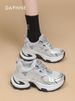 Daphne Dad Women's 2025 Spring New Arrival Thick Sole Heightened Sneakers Plaid Crystal Veet Fashion Casual Shoes_vogvips.com
