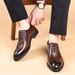 Men's business dress leather shoes Leather alligator print groom wedding shoes men's shoes_vogvips.com