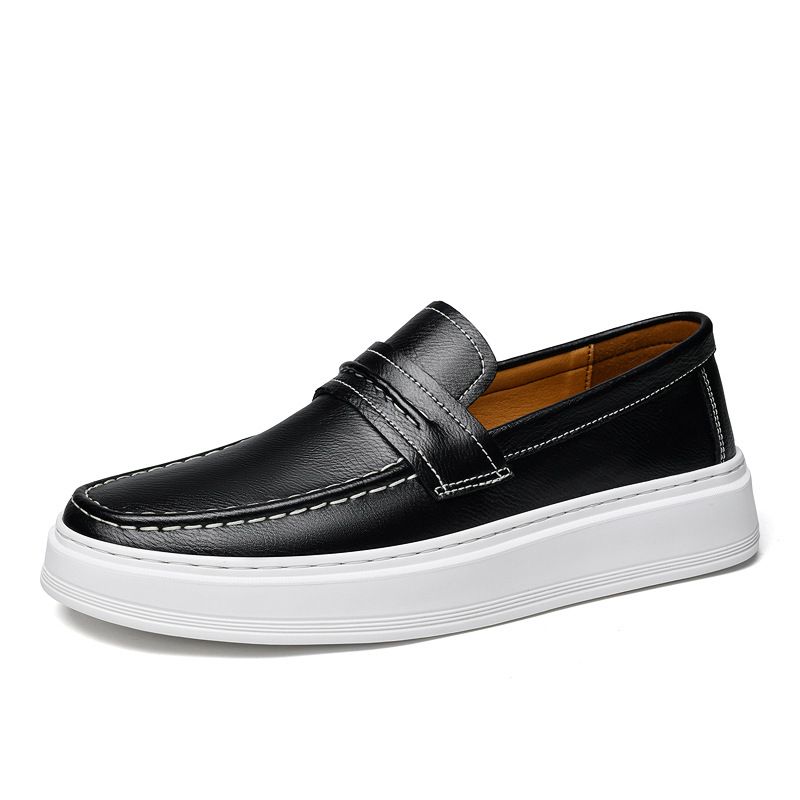 Large Size Loafers Men's Casual Little White Shoes Dress Foot Cover Platform Leather Shoes_vogvips.com