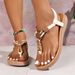 Cross-Border Plus Size Women's Shoes 2024 Summer European And American Style Wooden Bead Buckle Clip-Toe Retro Color_vogvips.com