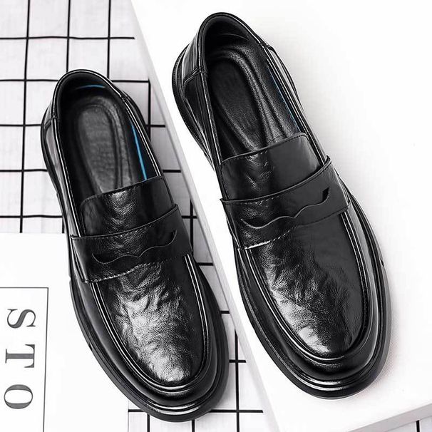 Suitable For All Seasons Casual For Men Spring Live British Business Formal Hand-Scraped Soft Sole Slip-On Men's Leather Shoes_vogvips.com