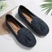 European American Style Flat-soled Tassel Loafers Women, 2025 Spring And Autumn New Model, Black Bowknot Soft-soled_vogvips.com