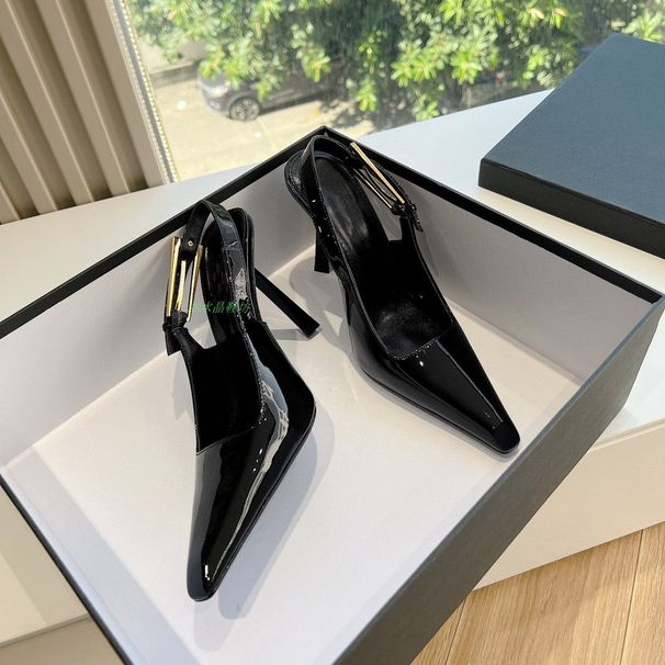 Couture 2026 Haute Autumn New Elegant Shiny Square Toe Super High Sandals With Thin Heel Side Cutout Sexy Back Strap_vogvips.com