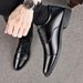 Men's Classic Business Casual Leather Shoes - Soft PU Square Toe Lace-Up Dress Shoes For Office & Daily Wear_vogvips.com