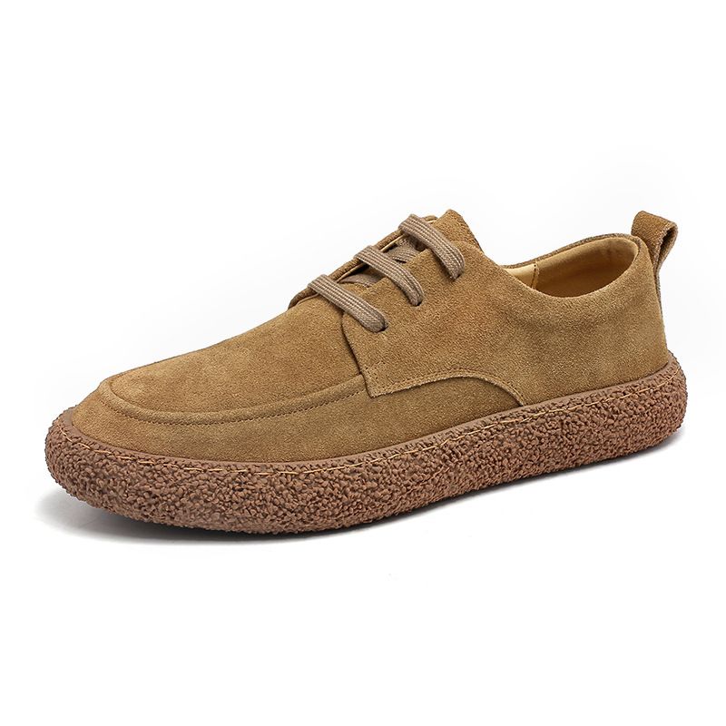 New casual shoes men's suede frosted leather lightweight breathable soft sole lace-up work shoes_vogvips.com