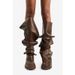 Women's Shoes New High Heels Thick Bottom Round Head Metal Rivets Two Way Wear Pile Knee High Boots Large Size Women's Shoes_vogvips.com