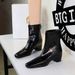 2323-2 Vintage British Style Square-Toe Fashion Versatile Women's Ankle With Back Zipper And Internal Height Increase_vogvips.com